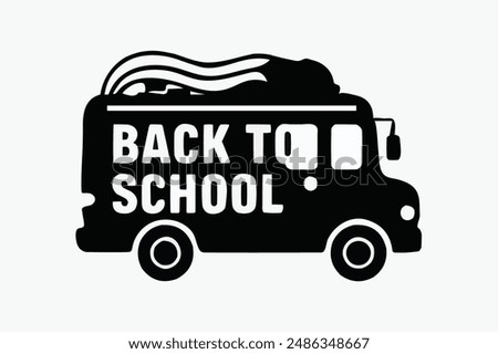 Back to school design school bus silhouette vector illustration with white background.