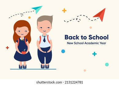 Zurück zum Schuldesign, Kinder. Vektorgrafik
