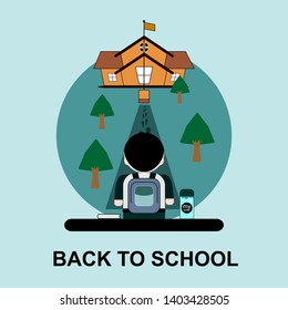 Back to school design with colorful funny school characters education items and cute cartoon illustration on a background - Vector