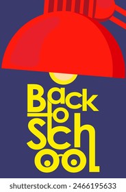 Back to school design concept with popular school supplies levitating above backpack, hand drawn doodles on background of a checkered paper. Greeting text Back to School lettering vector illustration.
