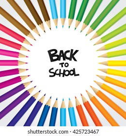 Back to school design with crayon/pastel. Vector illustration