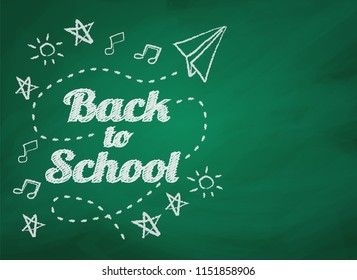 Back to school. design with drawing on chalkboard. Vector .