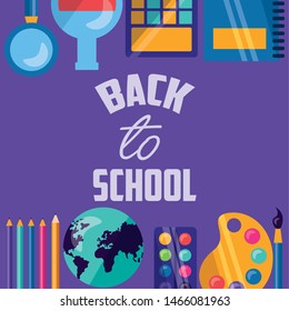 Back to school design, Education learning knowledge study class and lesson theme Vector illustration