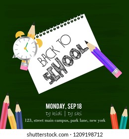 Back to School design element vector with green background 