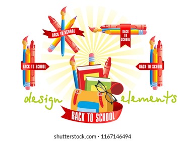 Back to school design elements - accessories and subjects for study