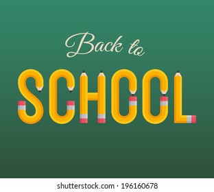 Back to school design elements, pencil typography