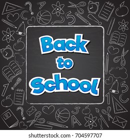 Back to School - design with frame of doodles. Vector.
