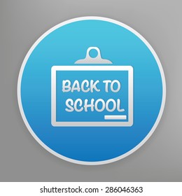 Back to school design icon on blue button,clean vector