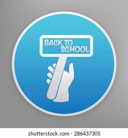 Back to school design icon on blue button,clean vector