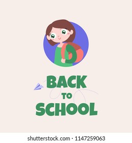 back to school design with icons and character girl