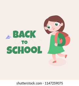 back to school design with icons and character girl