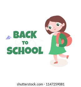 back to school design with icons and character girl