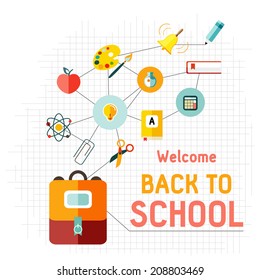 Back to school design with school icons, vector illustration