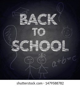 Back to school design on chalkboard background. Vector illustration