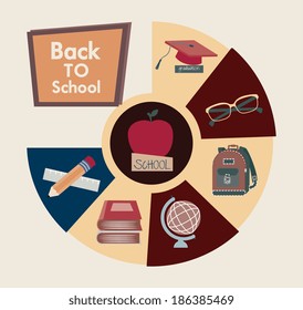 Back to school design over beige background, vector illustration
