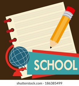 Back to school design over brown background, vector illustration