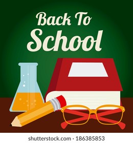 Back to school design over green background, vector illustration