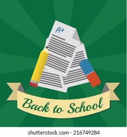 Back to school design over green backgroud.