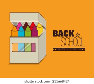 Back to school design over orange background, vector illustration
