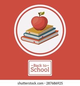 back to school design over red background, vector illustration