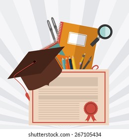 Back to school design over striped background, vector illustration