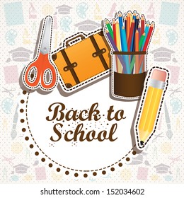 back to school design over supplies school background  vector illustration