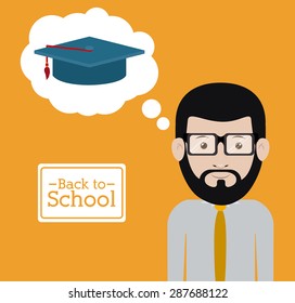 back to school design over yellow background, vector illustration