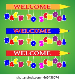 Back to school design with pencil and colored letters.