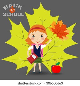 Back to school design. schoolgirl with book - Vector illustration