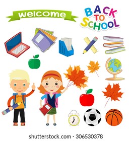 Back to school design.the set of items for school - Vector illustration
