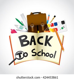 Back to school design with stationery. Vector illustration