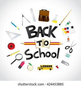 Back to school design with stationery. Vector illustration