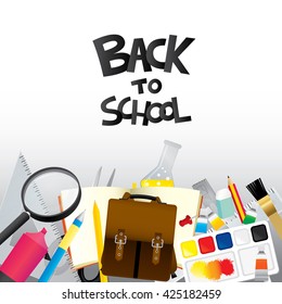 Back to school design with stationery. Vector illustration