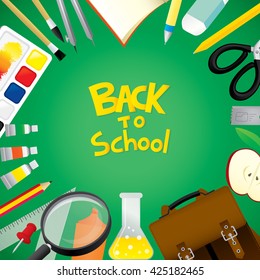 Back to school design with stationery. Vector illustration