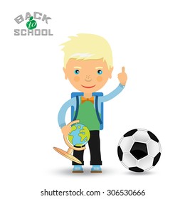Back to school design. student with a pencil and a soccer ball - Vector illustration