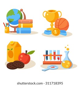 Back to school design template flat design vector illustration
