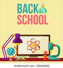 Back to school design template. vector illustration