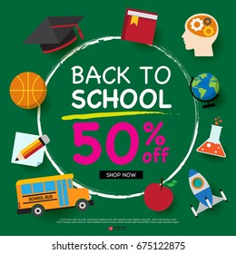Back to school Design Template,Back to school shopping brochure,Vector eps10 