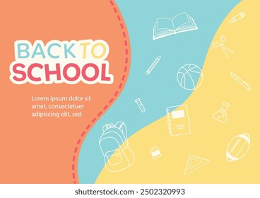 Back to school design theme background and stationery supplies elements vector illustration template