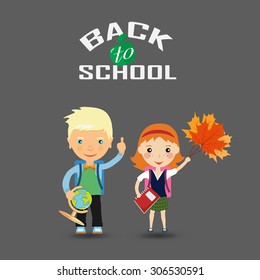 Back to school design. two pupils - a boy and a girl - Vector illustration