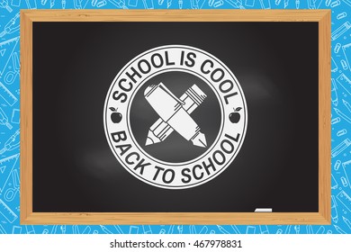 Back to school design. For web design, mobile and application interface, also useful for infographics. Vector illustration. Back To School typographical background on chalkboard.
