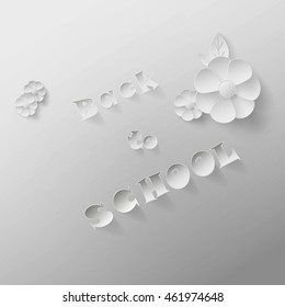Back to school design  with white paper flowers. vector illustration