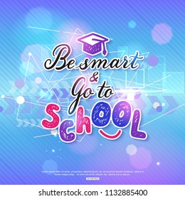 Back to school digital background with lettering text. Education vector illustration