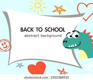 Back to school with Dino colourful background. Vector illustration.