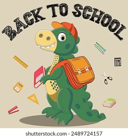 Back to school school dinosaur vector elements illustration,Hand drawn illustration for back to school season.