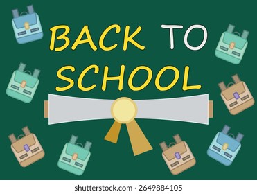Back to school with a diploma and backpack