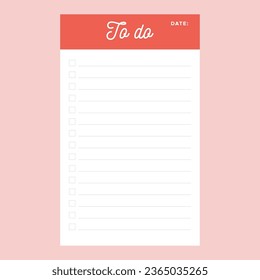 Back to school. To do list. For diary, planner and checklist. Vector illustration, flat design