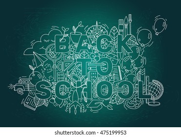 Back to school doodle background. Vector illustration. Hand drawn with ink.
