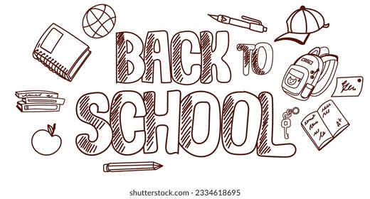 Back to School Doodle Banner. Can be used for creating banners or headers for educational websites or blogs, Creating educational materials, designing invitations or flyers