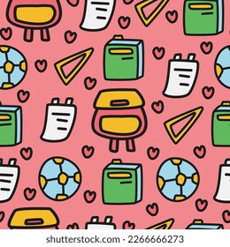 Back to school doodle cartoon pattern illustration design